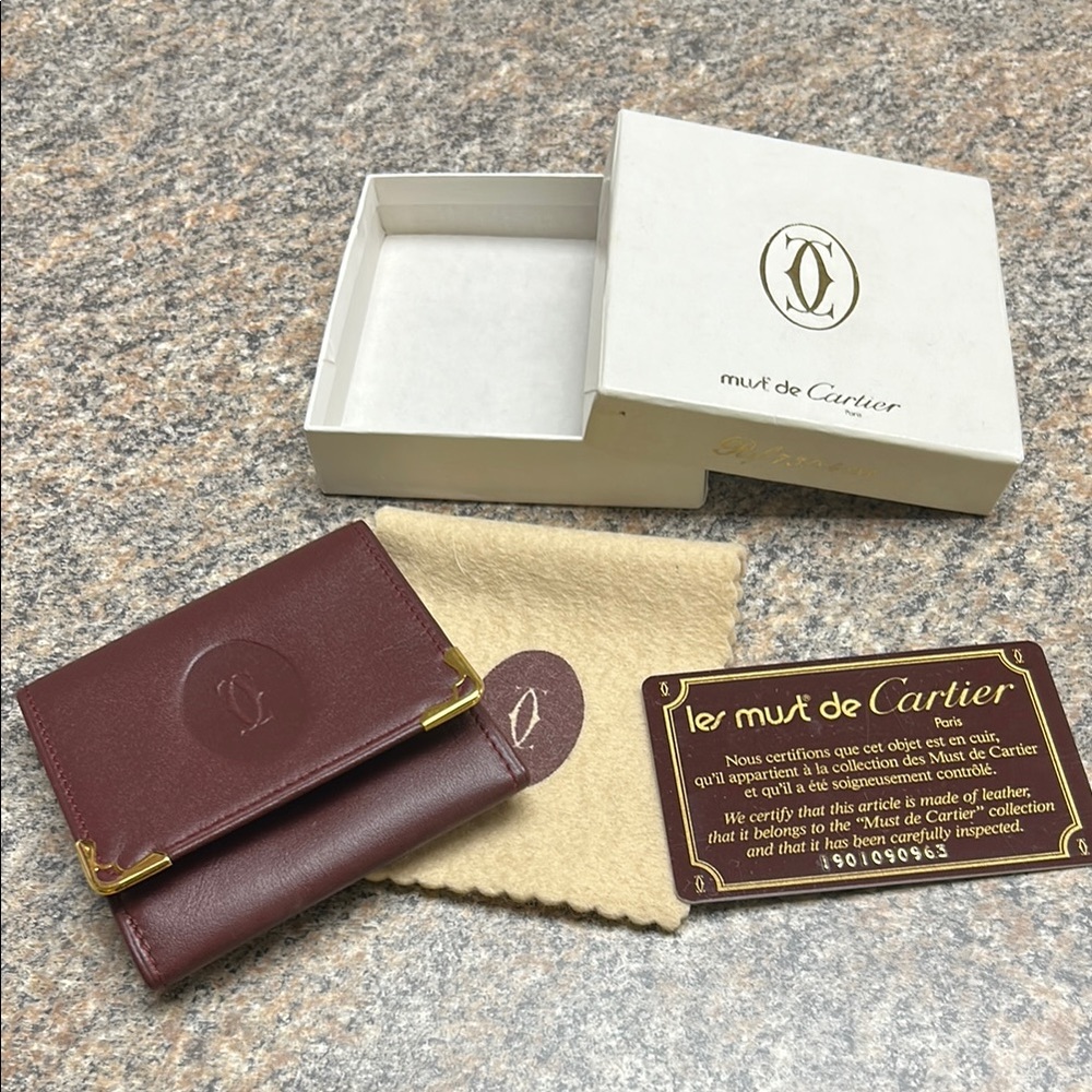 Cartier Burgundy Leather Card Holder